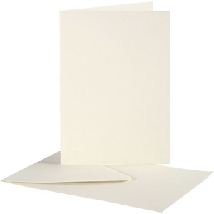 Brevkort, 10,5x15 cm, off-white, 10 sæt
